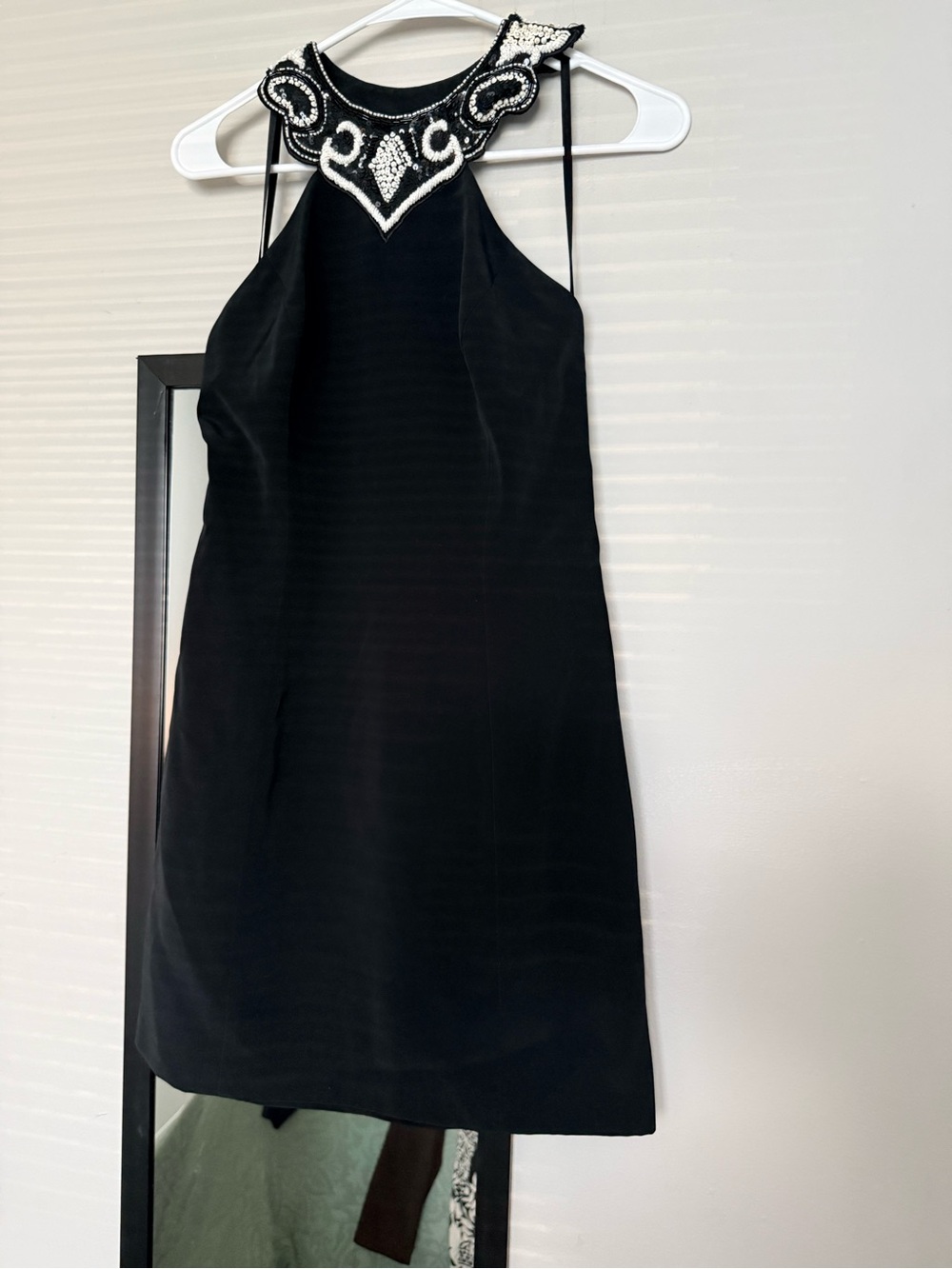 Niteline Black Mini Dress with White Beaded Halter